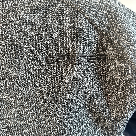 Spyder Grey Black Half Zip Long Sleeve Fleece Lined Pullover Mens Size Medium - Picture 9 of 11